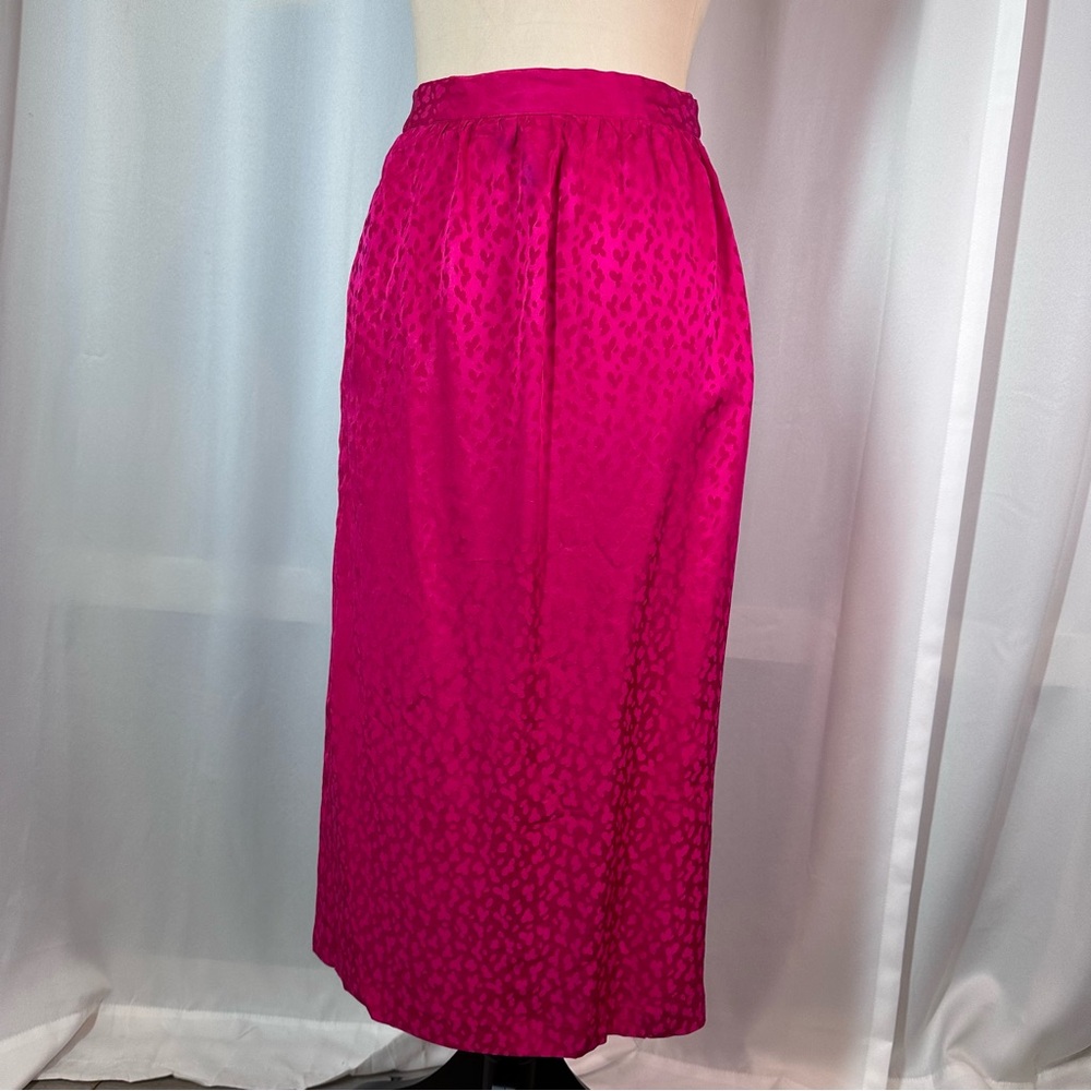 Vintage ARGENTI Silk Top Skirt Set  Sz10‎ Short Sleeve Cinch Waist Pink READ - Picture 14 of 16